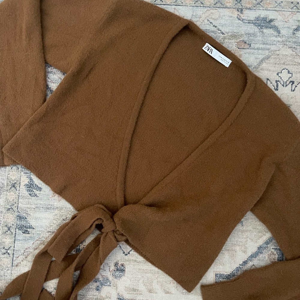 Zara | Brown Knit Wrap Sweater